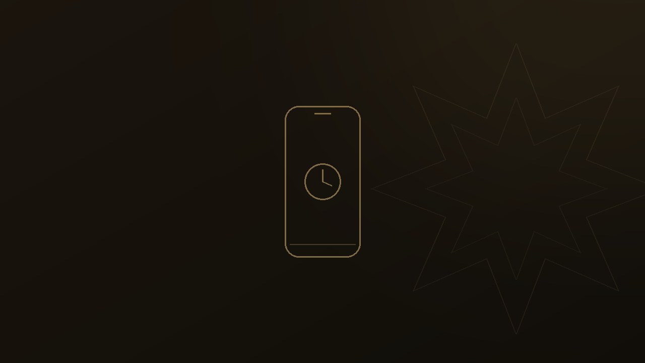 A line illustration of an iPhone marked with a clock