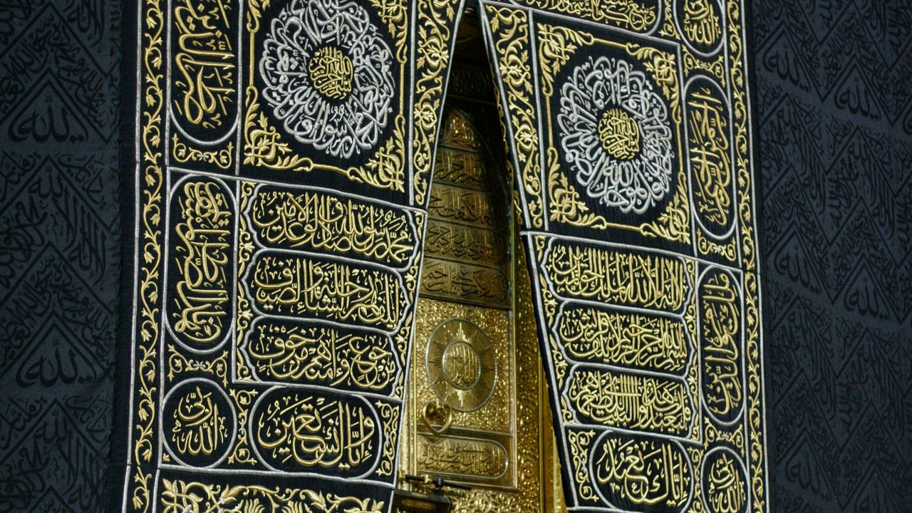 The golden door of the Kaaba in Makkah
